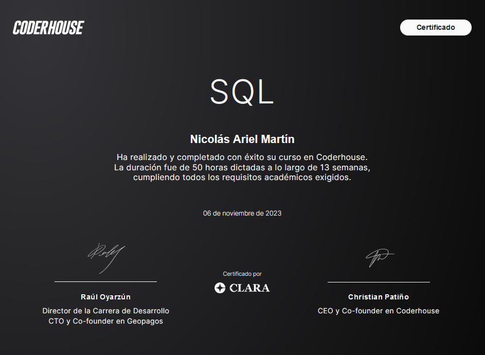 Certificado SQL