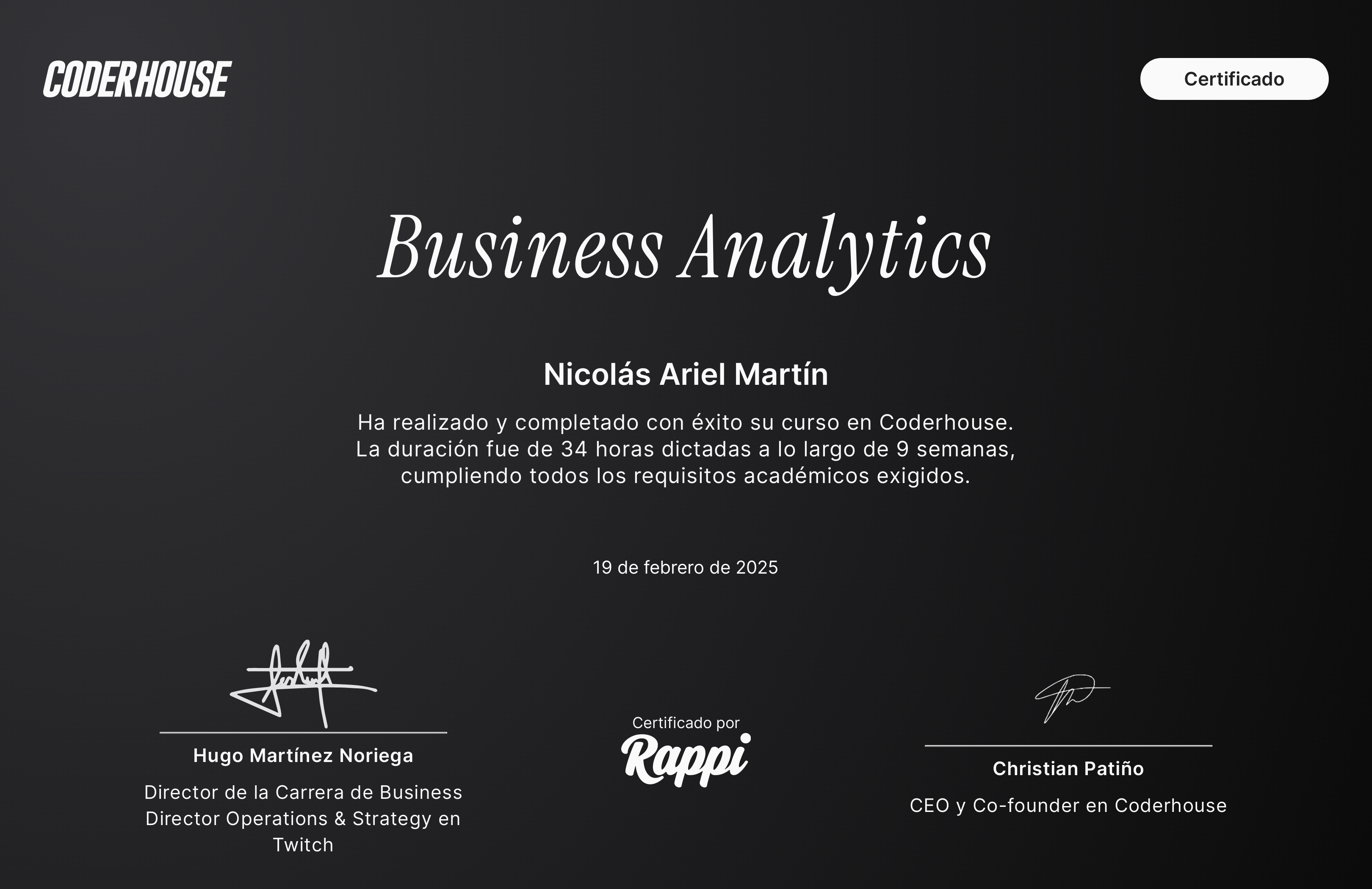 Certificado Business Analytics