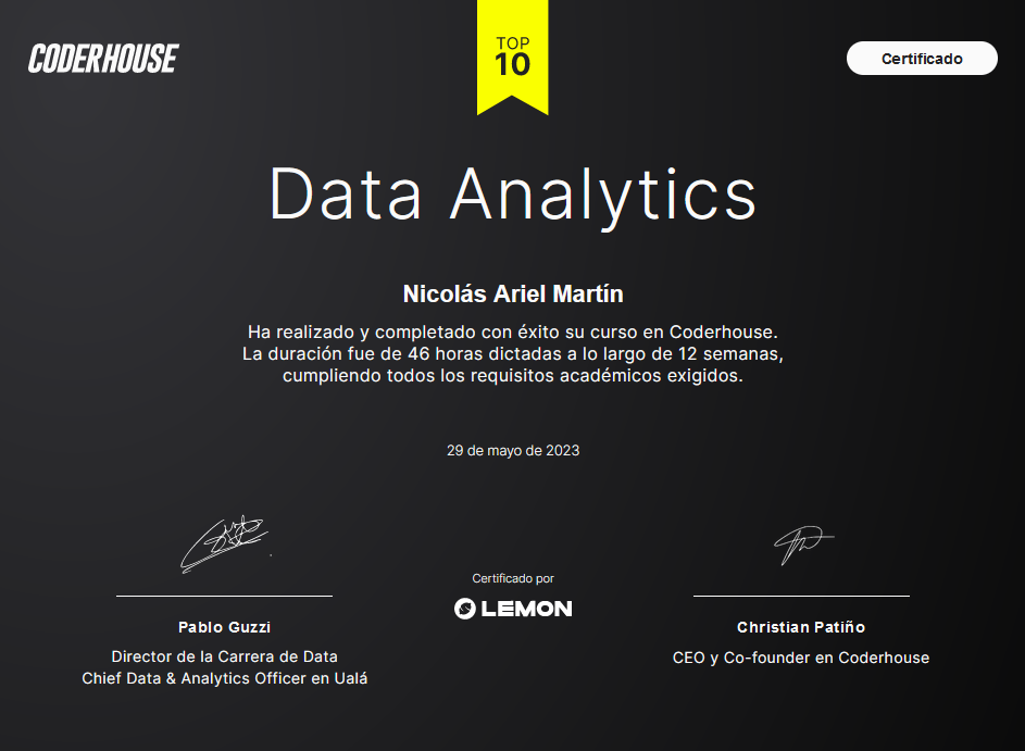 Certificado Data Analytics