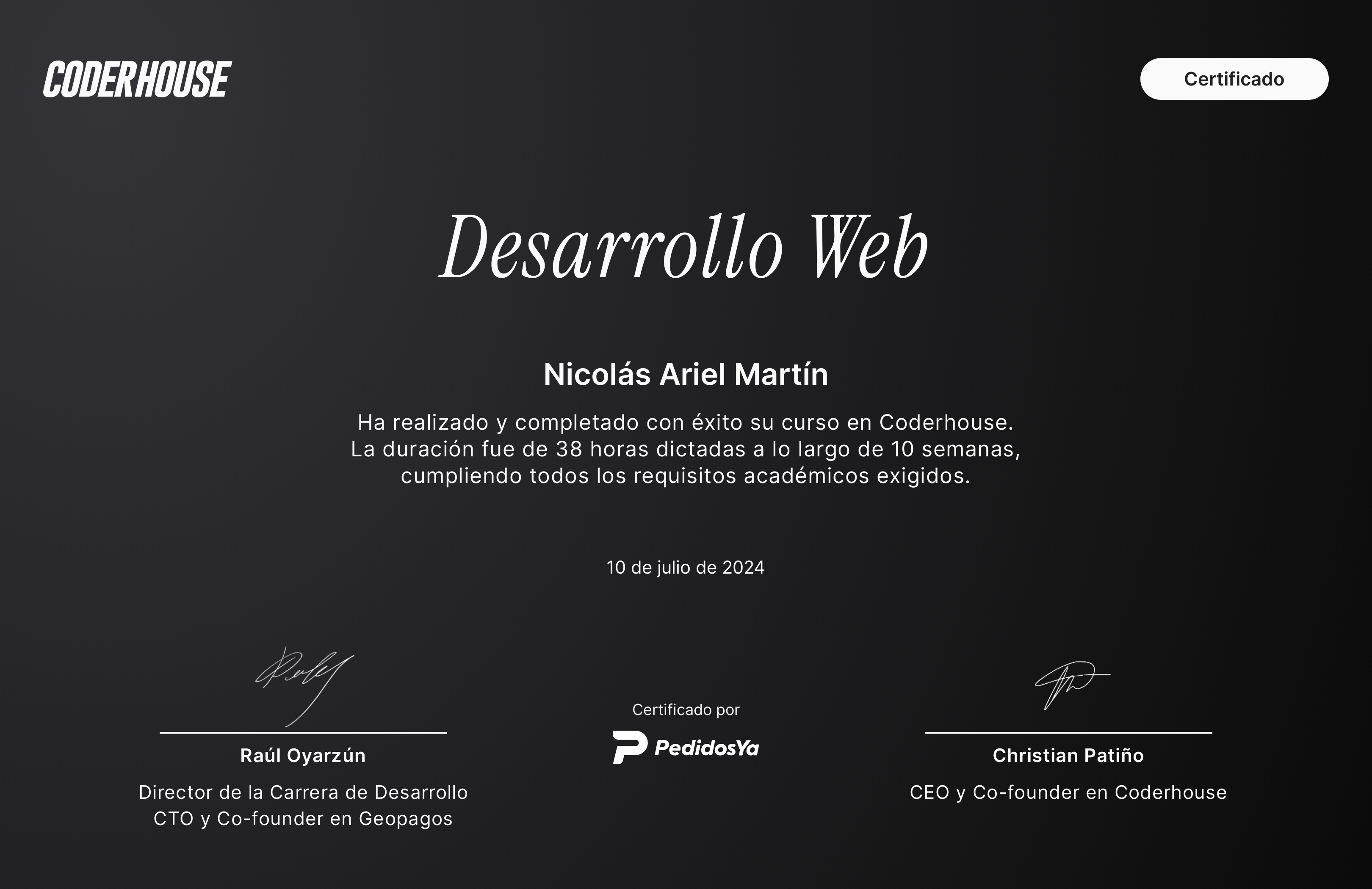 Certificado Desarrollo Web