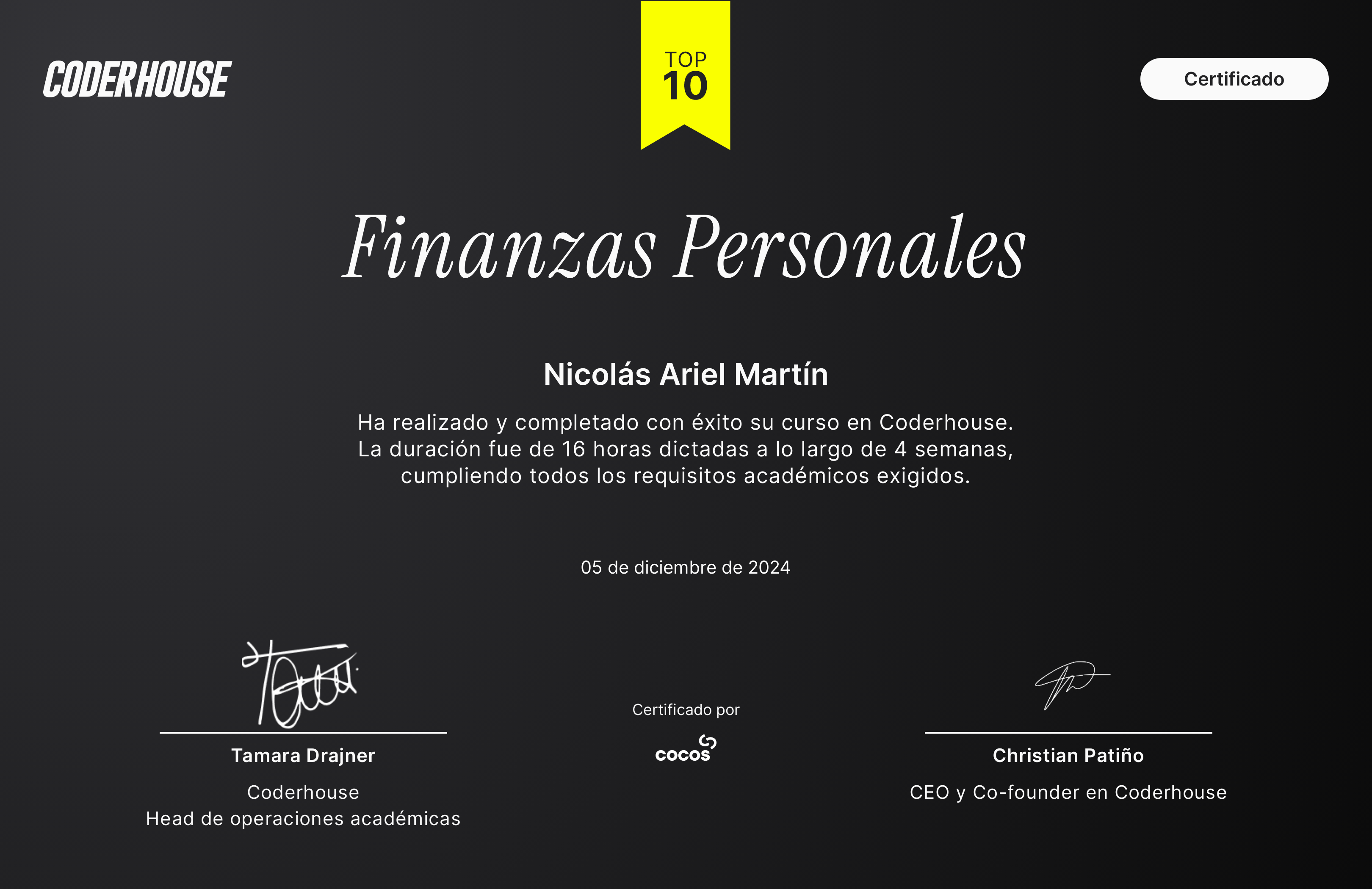 Certificado Finanzas Personales