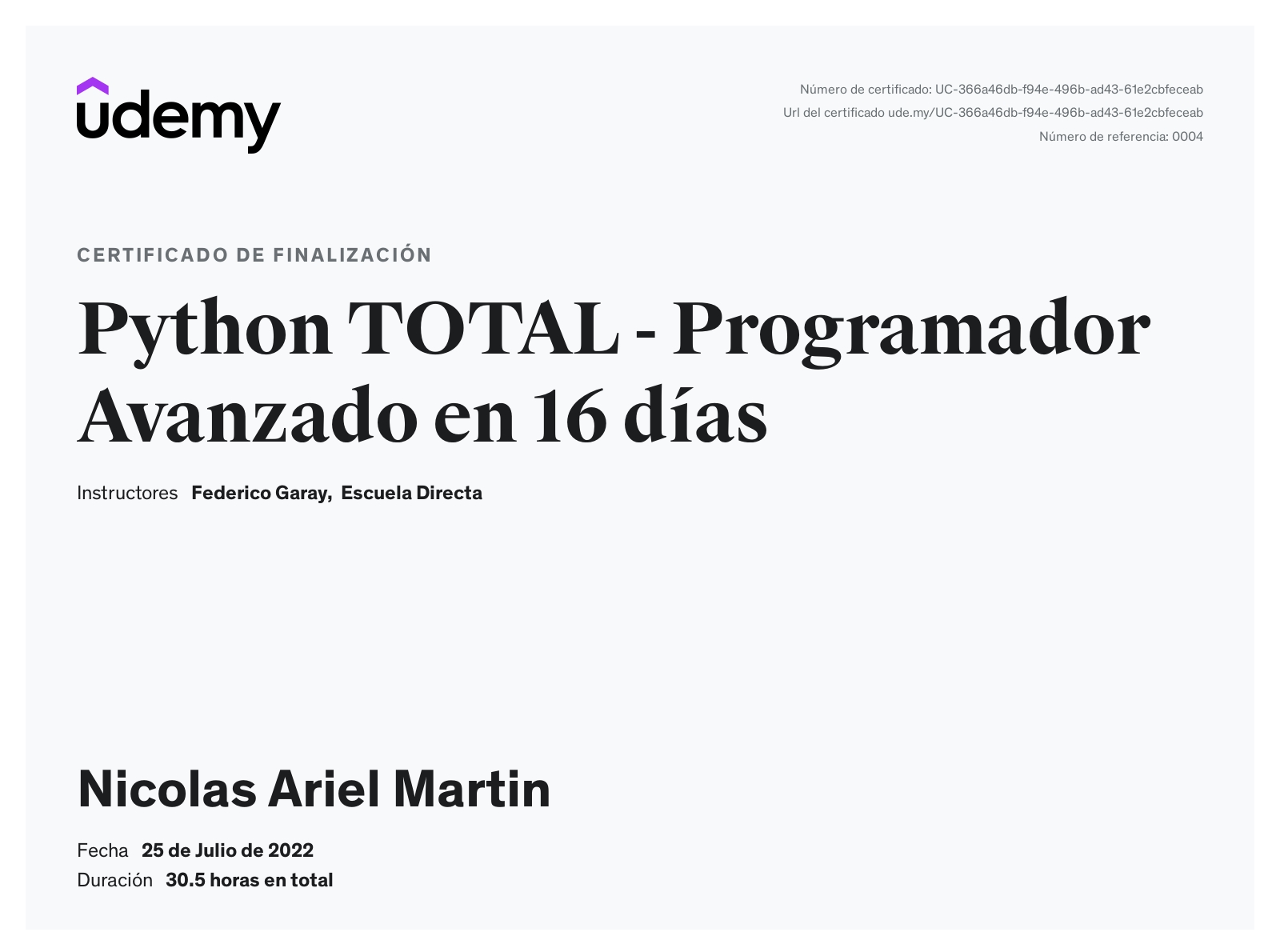 Certificado Python